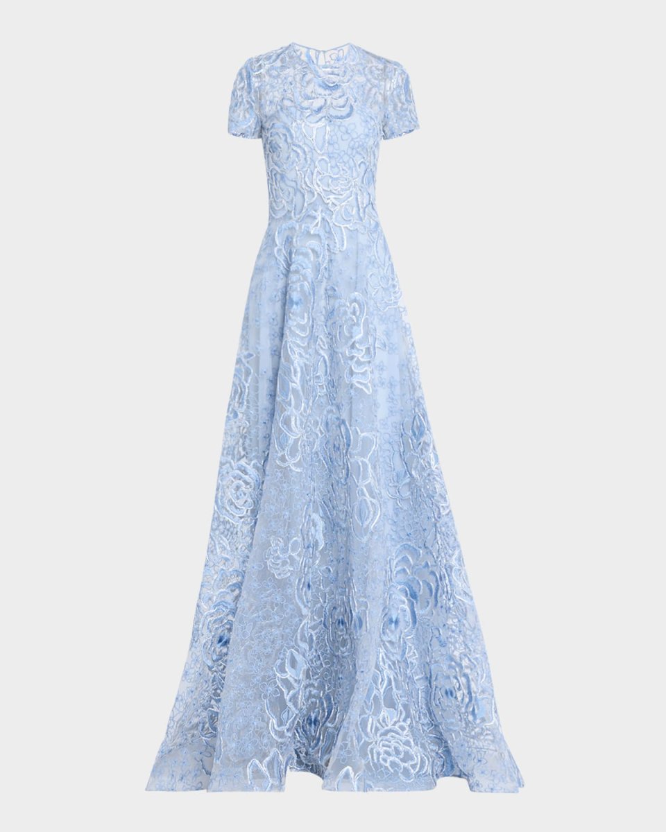 Floral Embroidered Illusion Gown